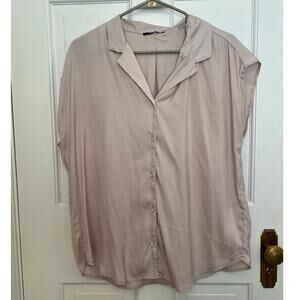 T Tahari Airflow Camp T Shirt Collar Dolman Cap Sleeves Blush Pink Women's XL
